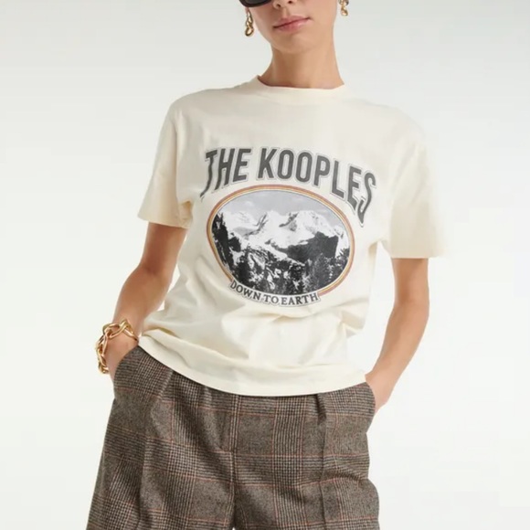 NWT The Kooples Mountain Graphic Tee In ecru - Picture 1 of 4